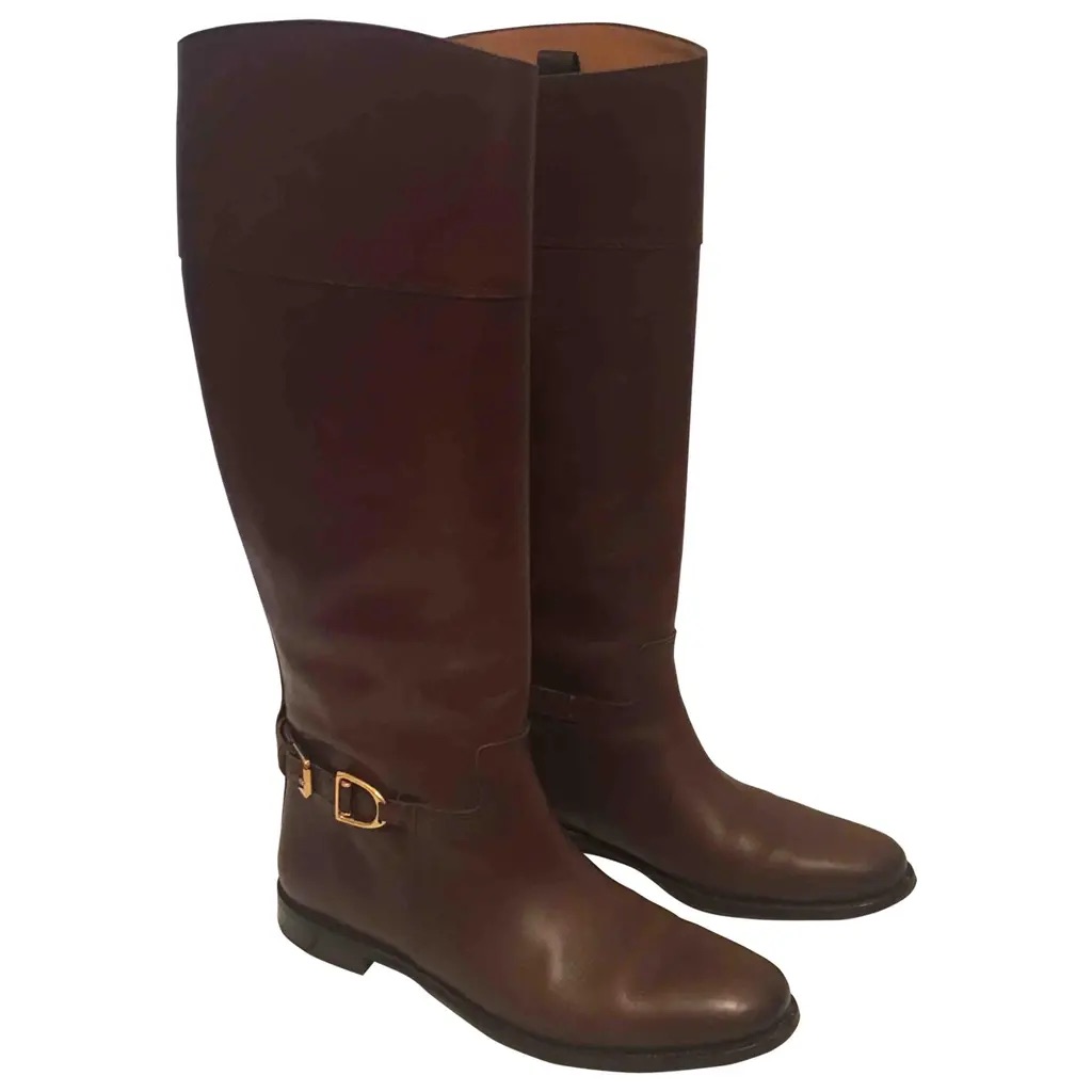 Ralph Lauren Leather Riding Boots 7 1/2 Brown, Leather